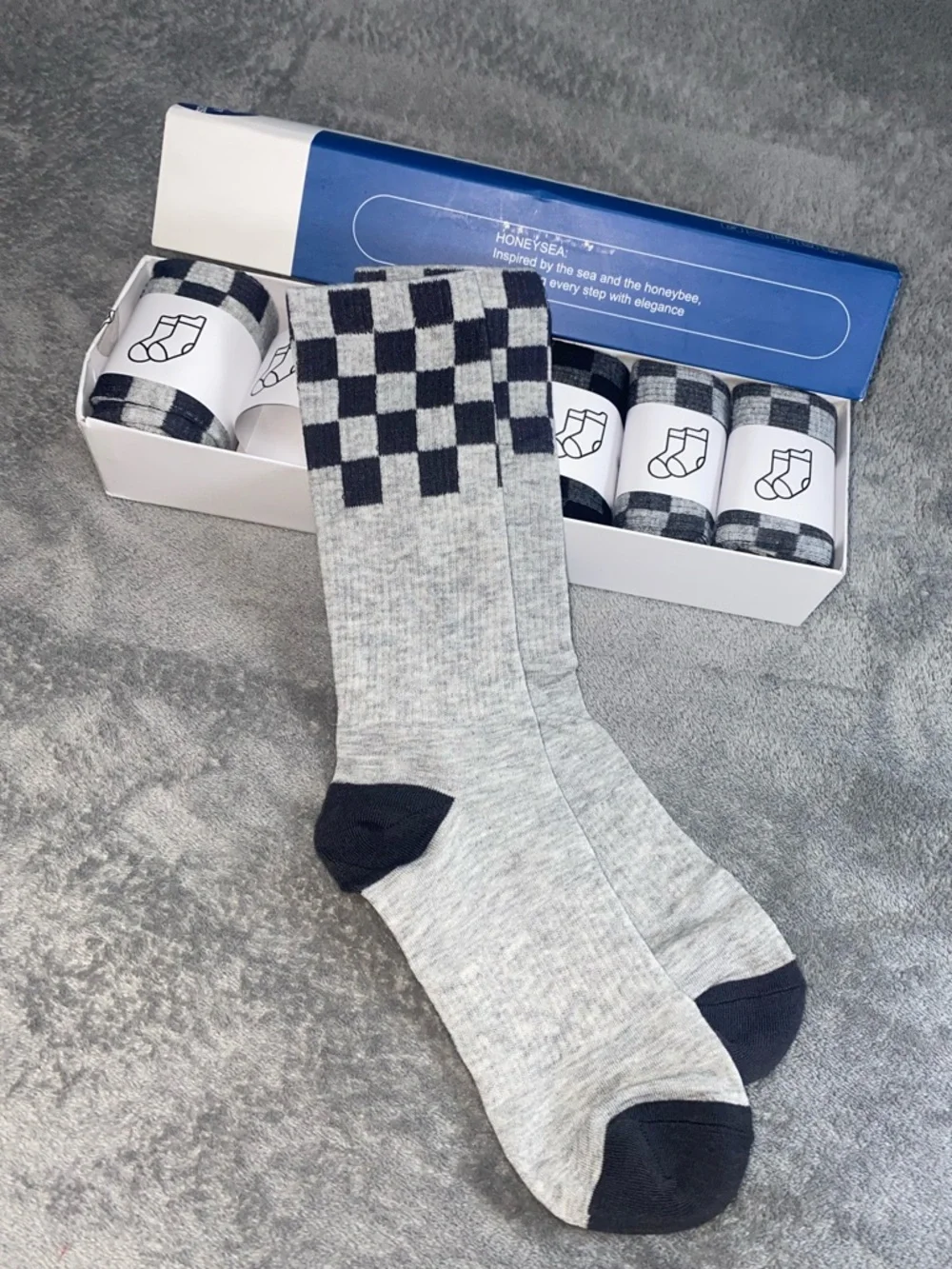 Honeysea 6-Pack Plaid Crew Socks Unisex Gift Set